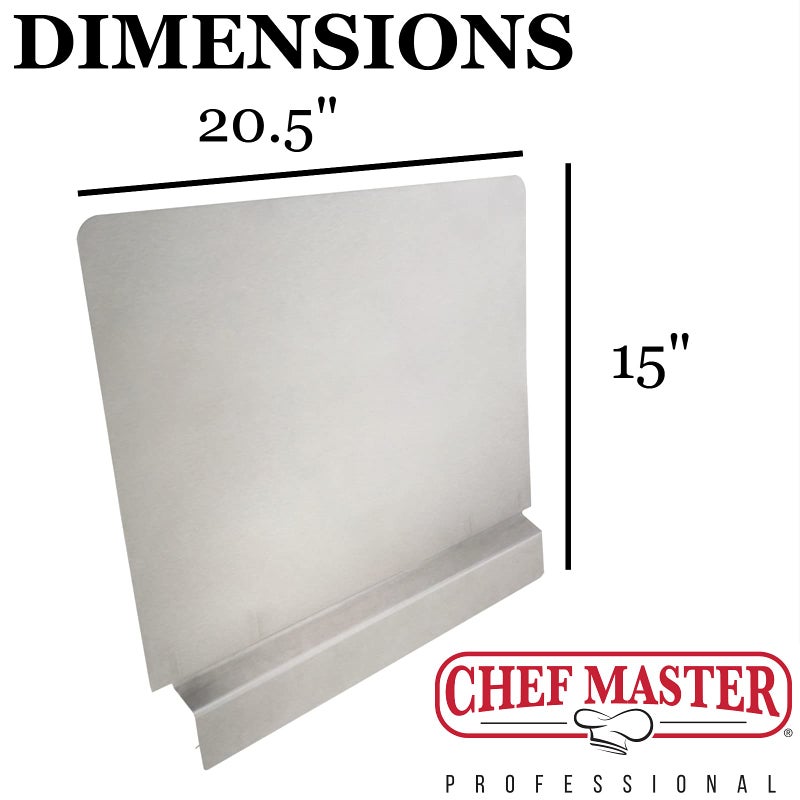 Chef-Master حارس تناثر الزيت من شيف ماستر للقلي التجاري، يمنع الزيت من التناثر، أساسيات المطبخ، ملائمة عالمية، من الفولاذ المقاوم للصدأ بسمك 18، 20.5 × 15 بوصة حارس شاشة للتناثر للزيت-90059 - Image 3